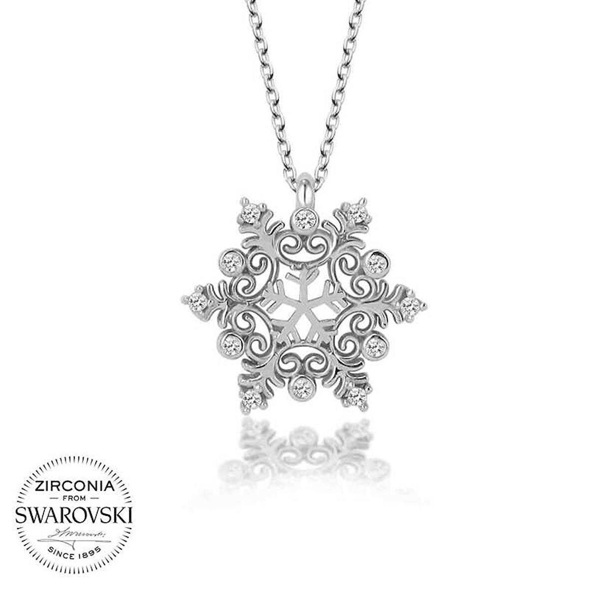 Silverlina Swarovski Taşlı Gümüş Kartanesi Bayan Kolye