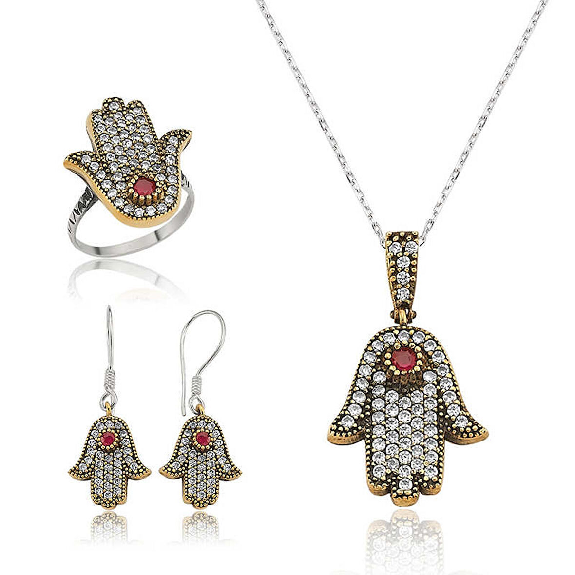 Silverlina Gümüş Fatma Ana Eli Bayan Set