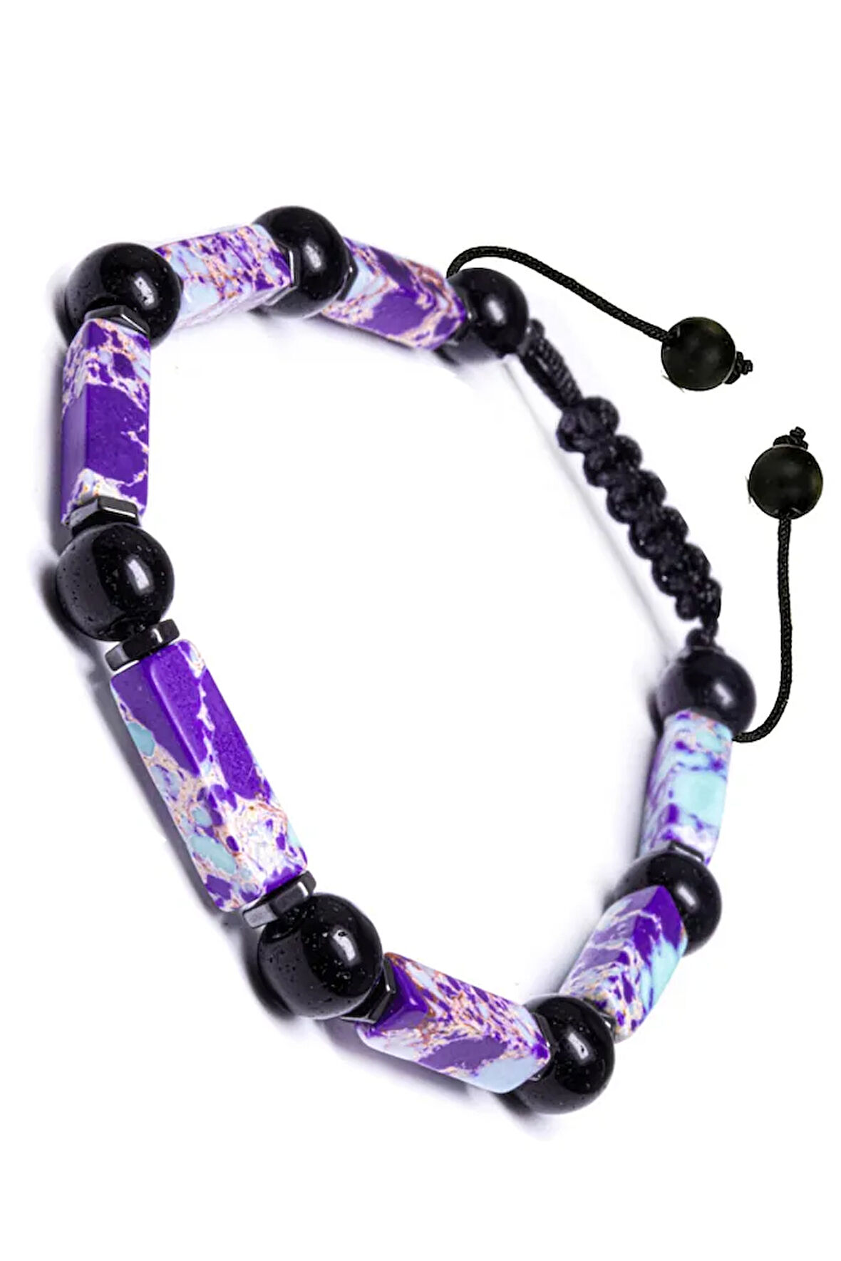 Sertifikalı Doğal Mor Varisit Oniks Hematit Taşı Bileklik