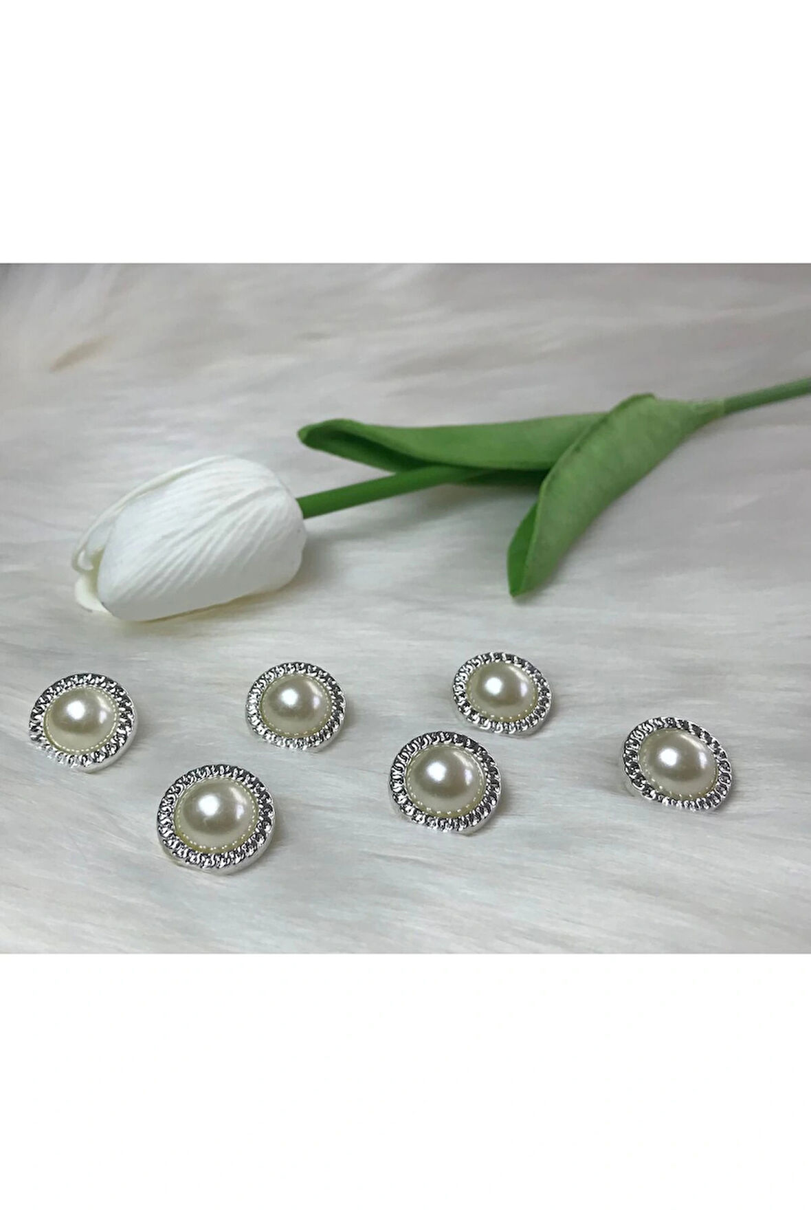 İnci Görünümlü Düğme (28boy) 18mm-10adet