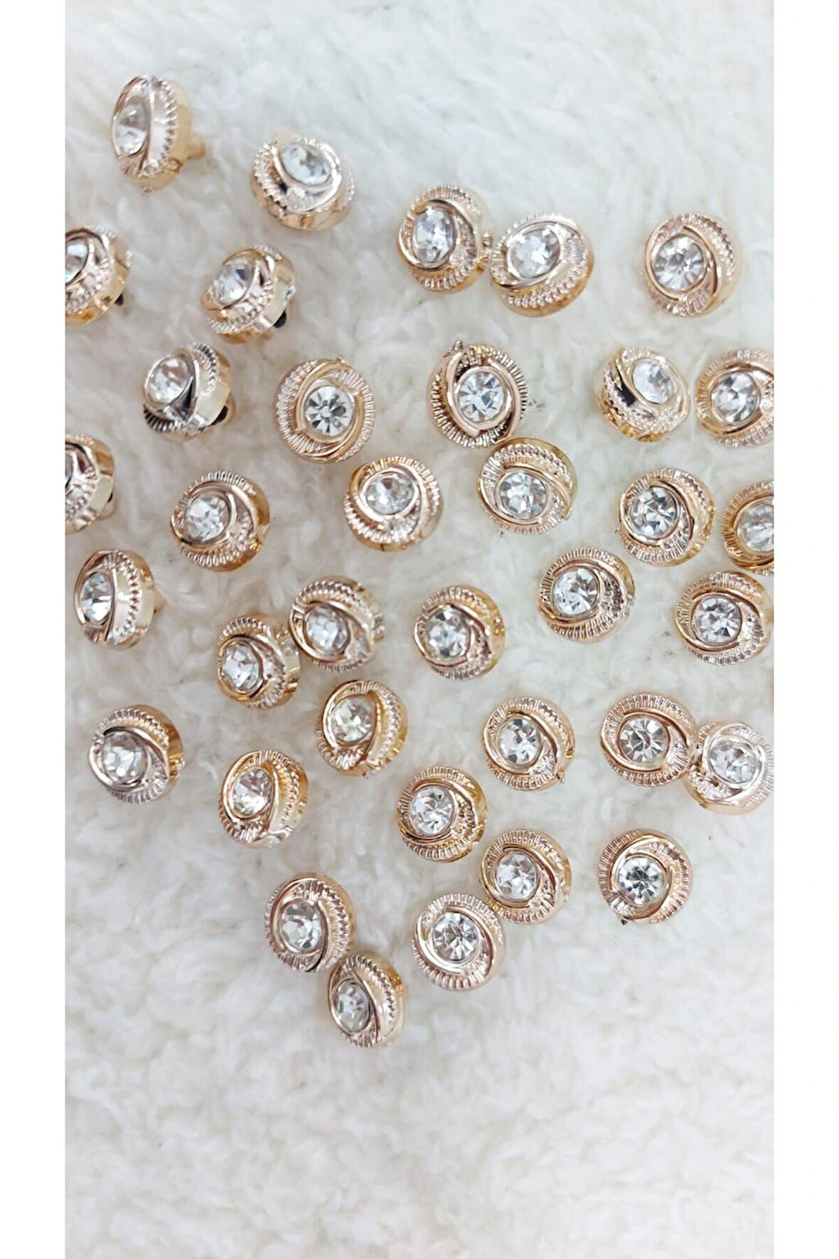 Metalize Taşlı Düğme 12mm 10 Adet. . (1410)