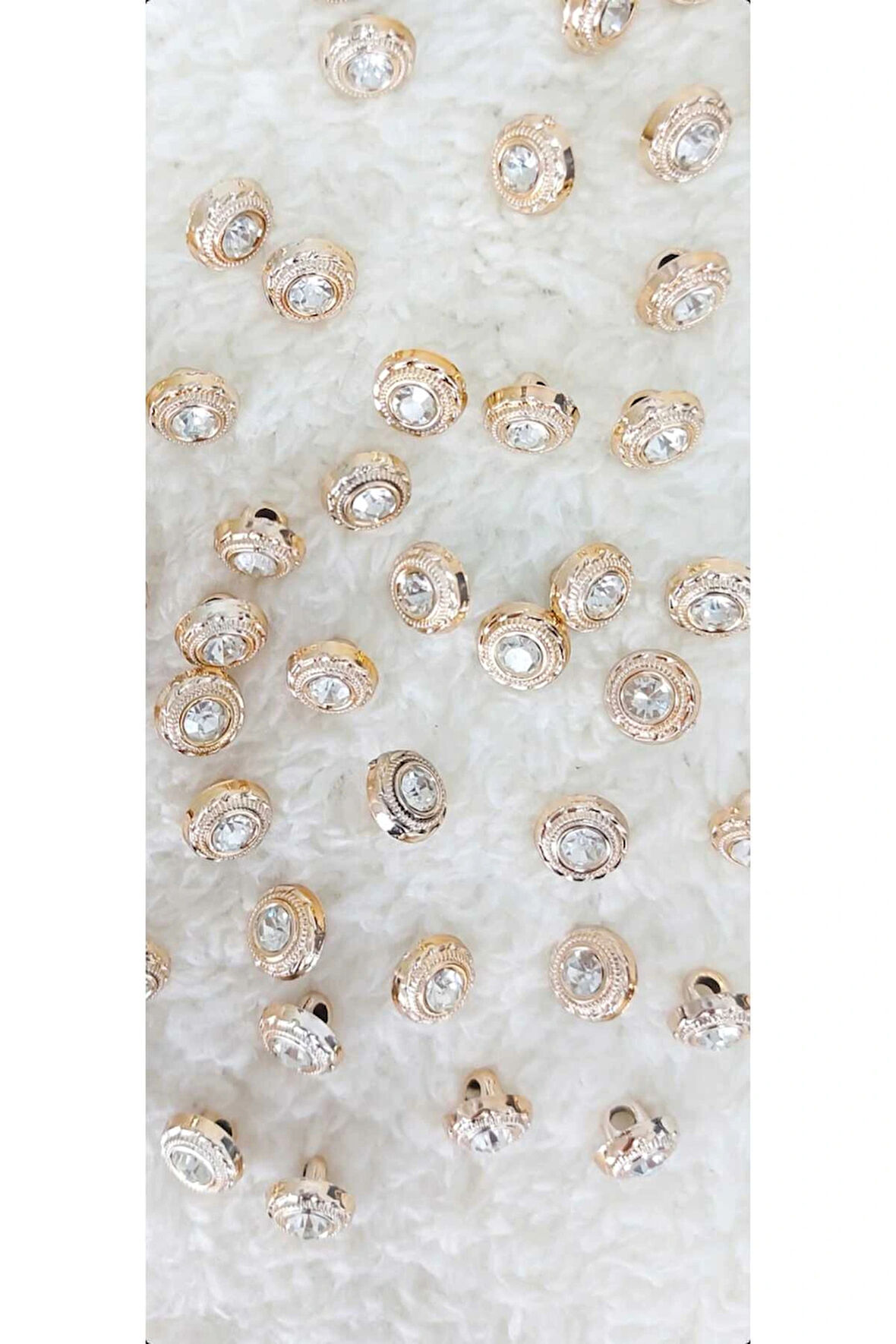 Metalize Taşlı Düğme 12mm 20 Adet (1409)