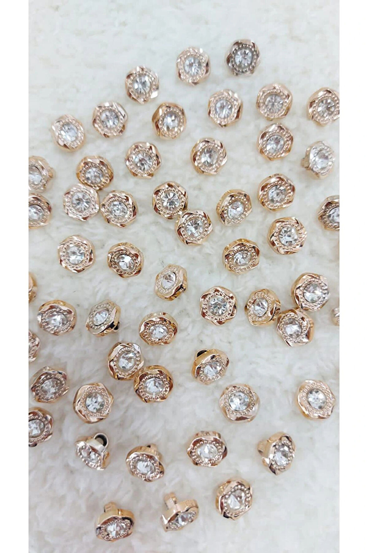 Metalize Taşlı Düğme 12mm 10 Adet. (1412)