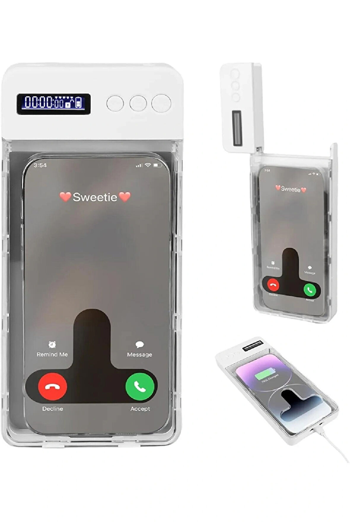 Zaman Ayarlı Telefon Kilit Kutusu Taşınabilir, Hafif,şarjlı Öz-disiplin Zamanlayıcılı Telefon Kutusu