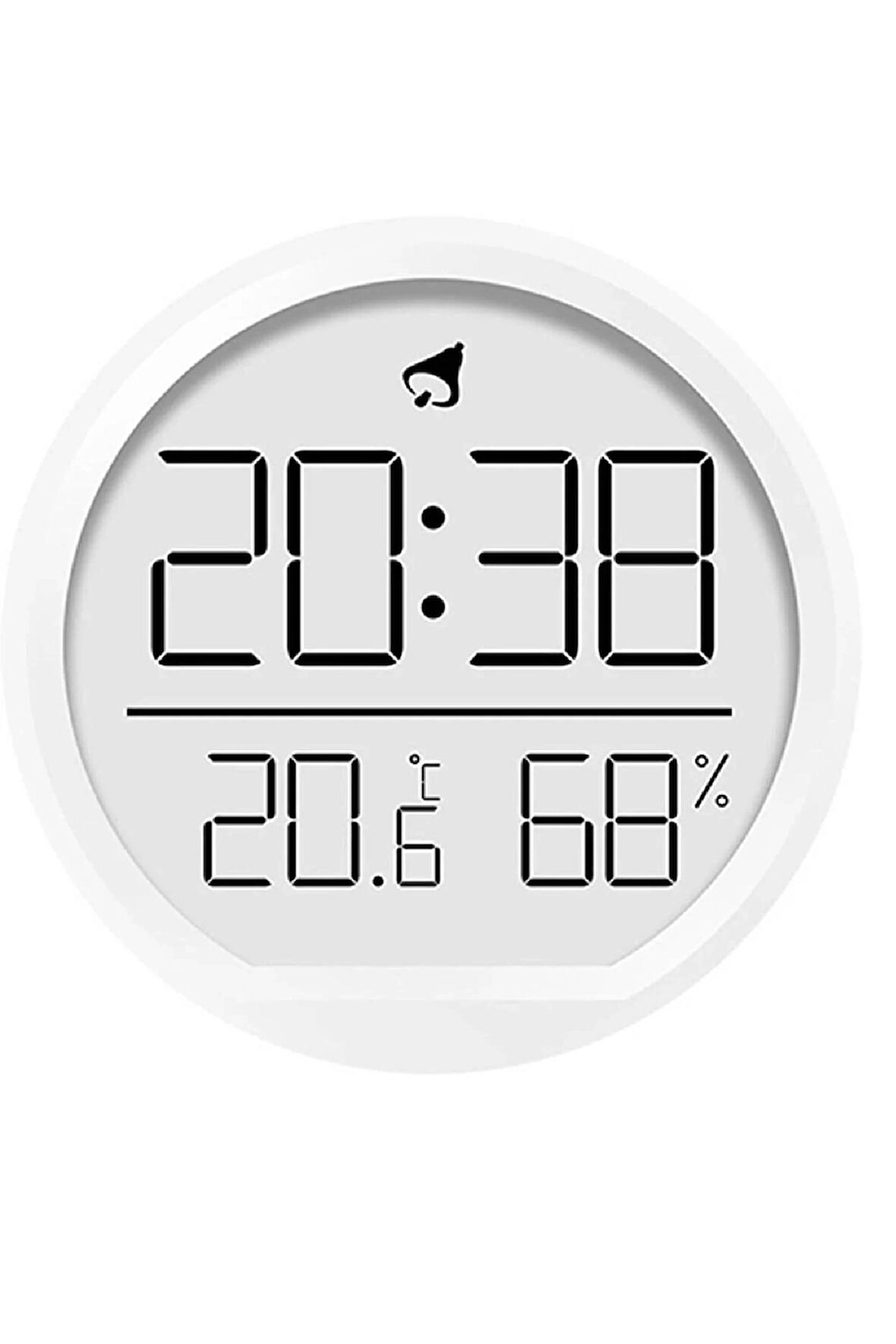 Dijital LCD Yuvarlak Duvar Masa Saati Mıknatıslı Buzdolabı Saati, Alarm + Sıcaklık & Nem Göstergeli