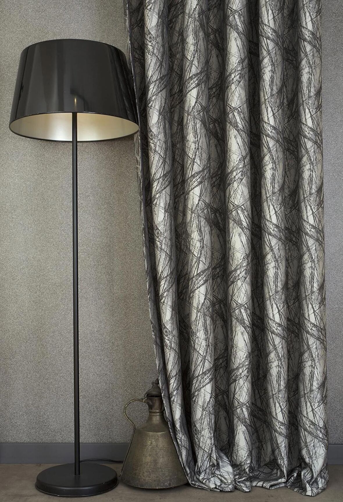 Massarelli Fon Perde Bush Desen Gri 1-2 Seyrek Pile 