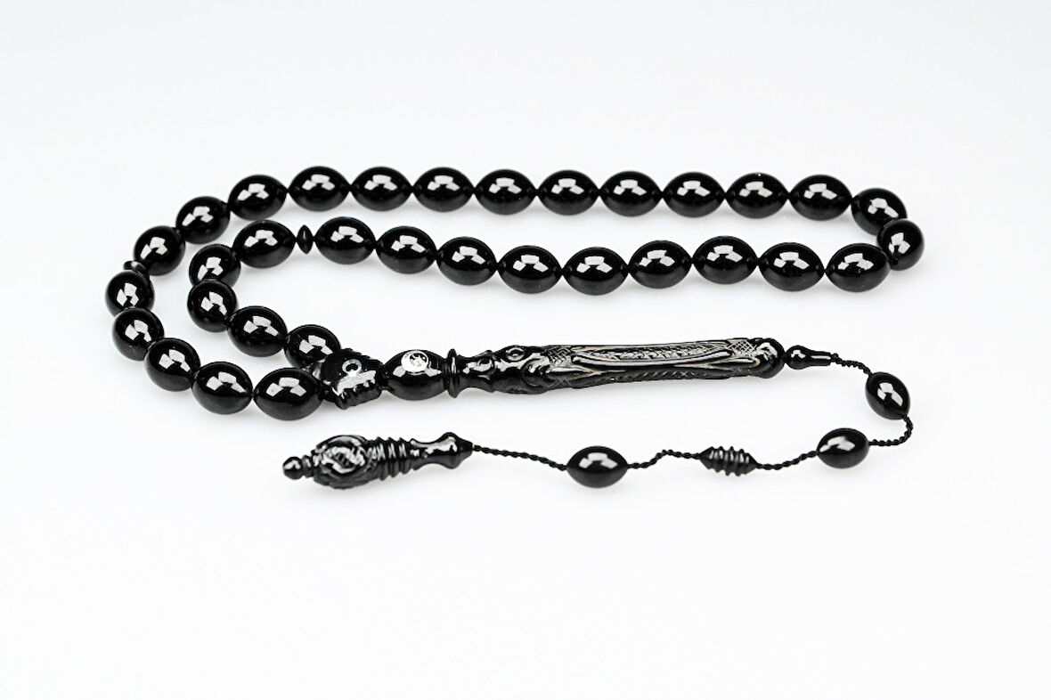 Oltu Taşı  Özel Seri  Hayat Ağacı Oyma İmame İşçilikli Tespih