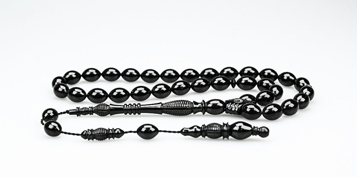 Oltu Taşı Özel Seri İmame Fıçı  Oyma  İşçilikli Tespih