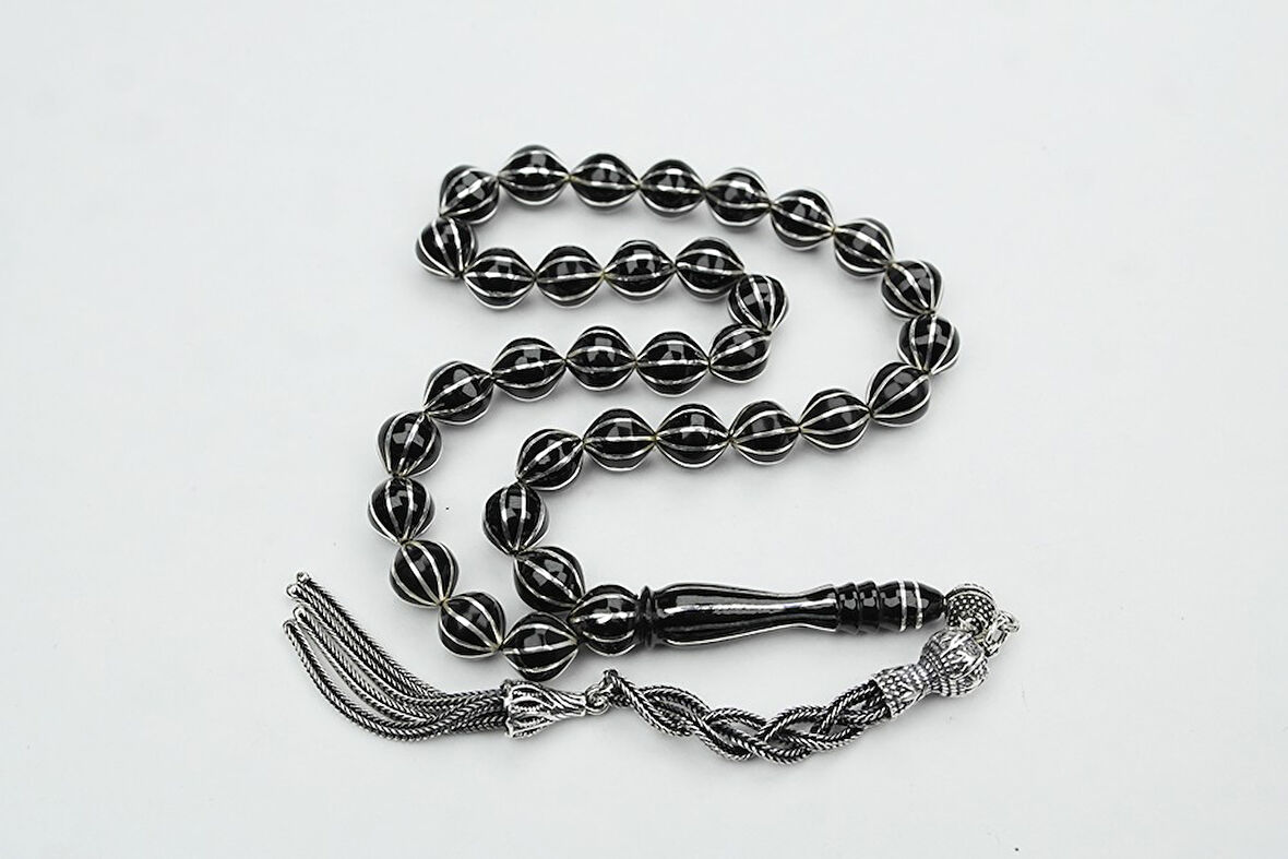 Oltu Taşı Şalgami Model On'lu Karpuz  İşlemeli Tespih