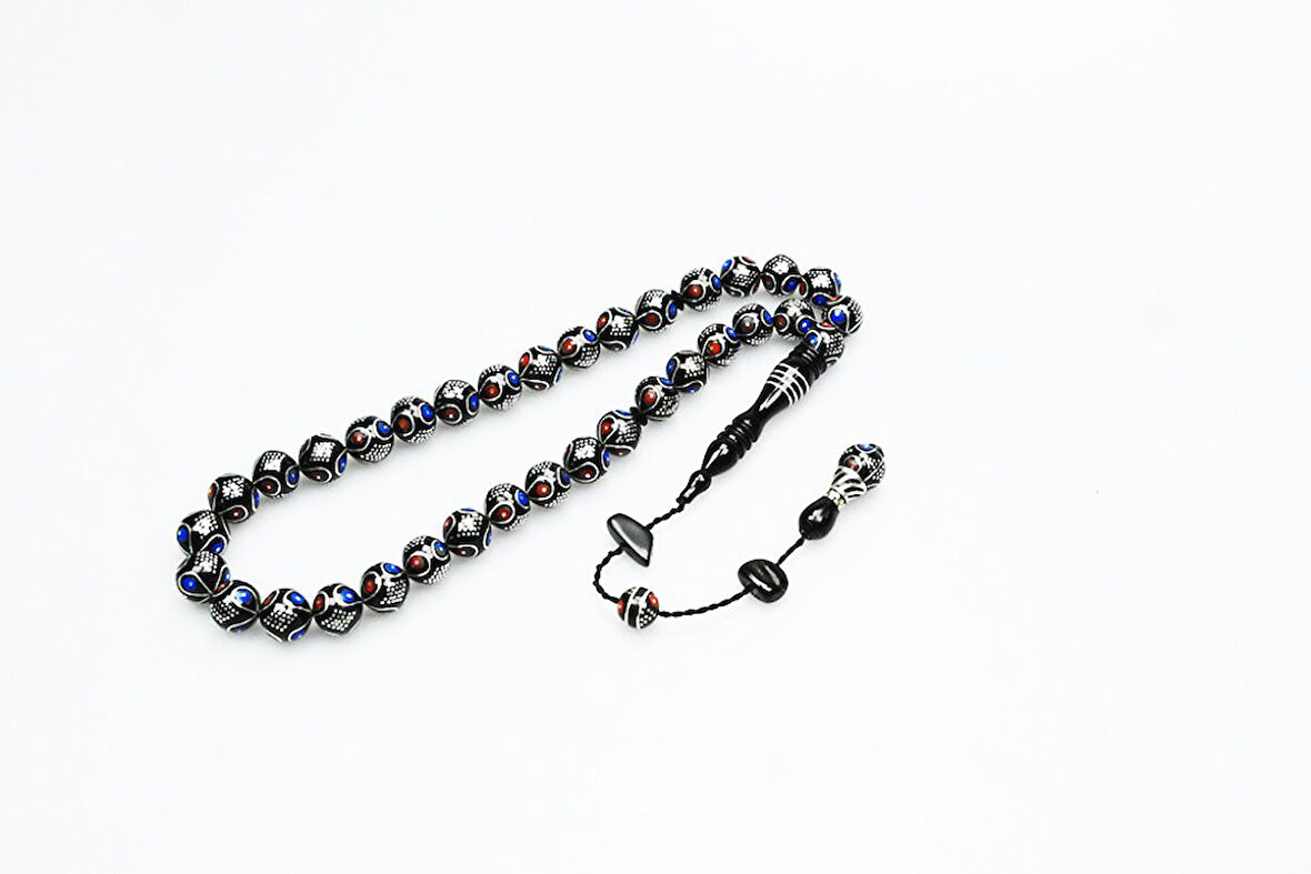 Oltu Taşı Damla Karpuz Baklava İşlemeli Tespih