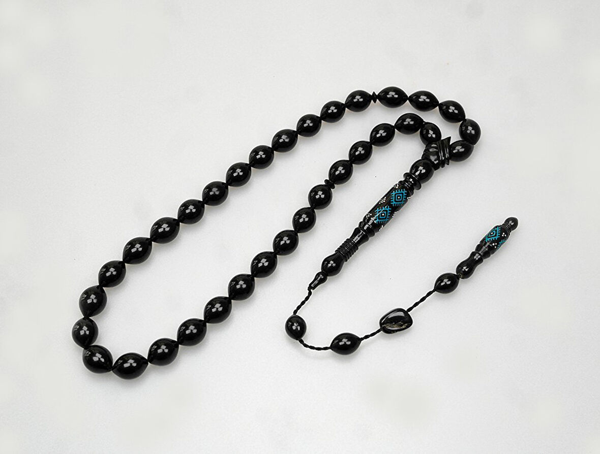 Oltu Taşı  Kilim Oyma İmame ve  Mine İşleme  Sade Tespih