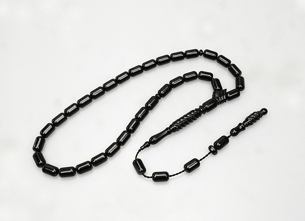 Oltu Taşı Burgu Oyma İmame  İşleme Sade Tespih