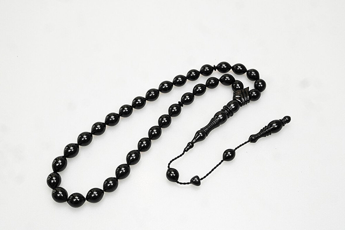 Oltu Taşı Kravatlı Şerit Çizgi İmame  Sade Tespih