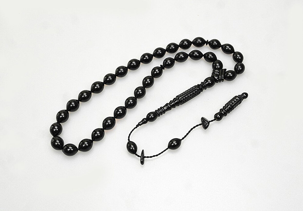 Oltu Taşı Nakkaş Oyma İmameli Sade Tespih