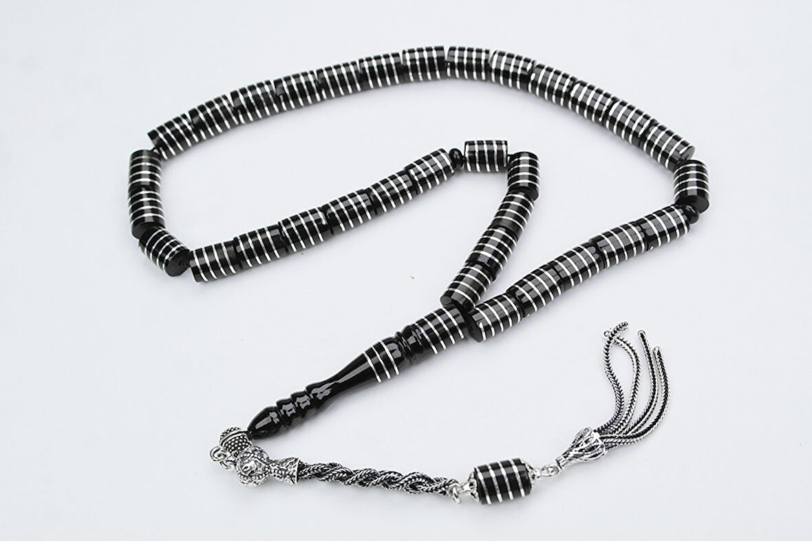 Oltu Taşı Kesme Model  Burgu Vida İşlemeli Tespih