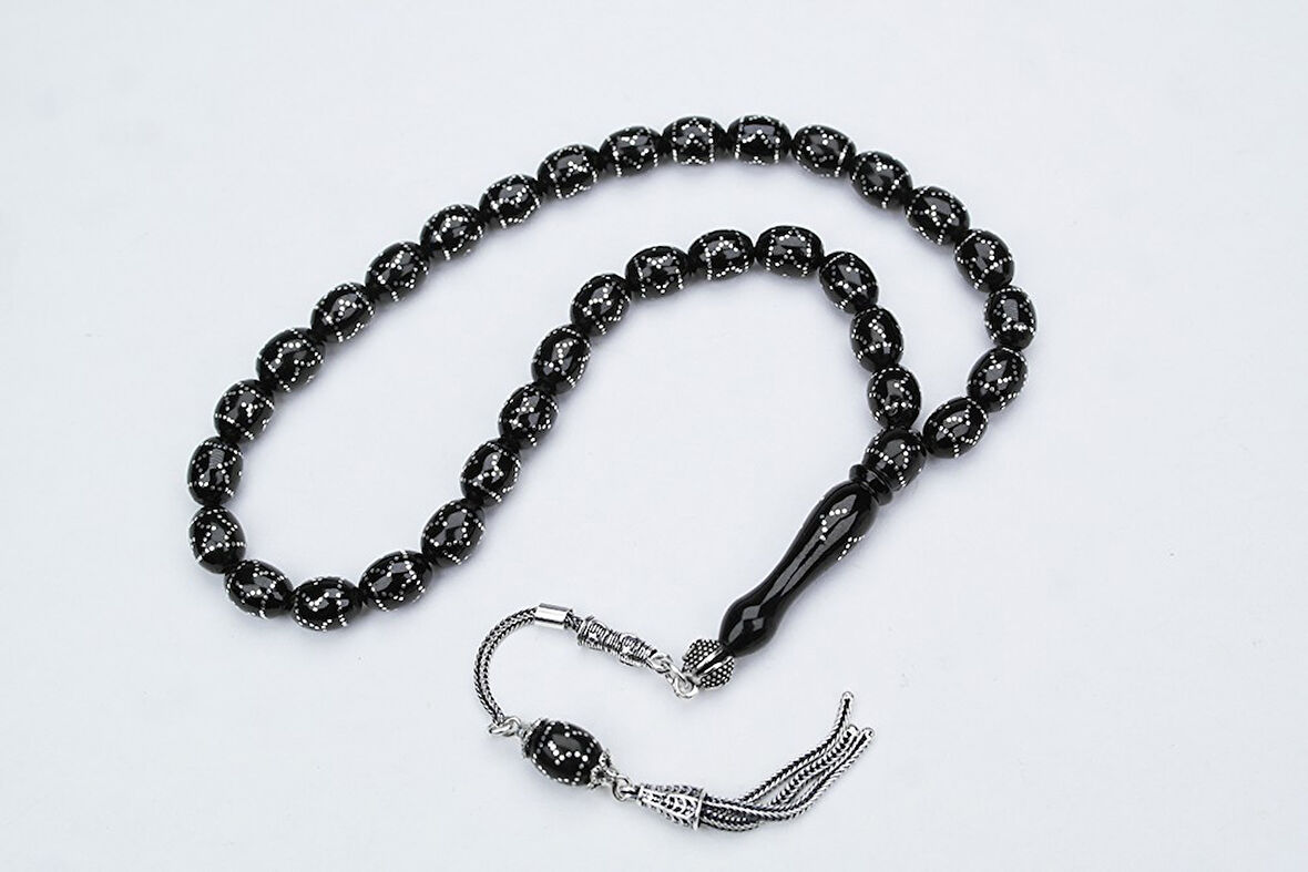 Oltu Taşı Beyzi Model Çemberli Yön İşlemeli Tespih