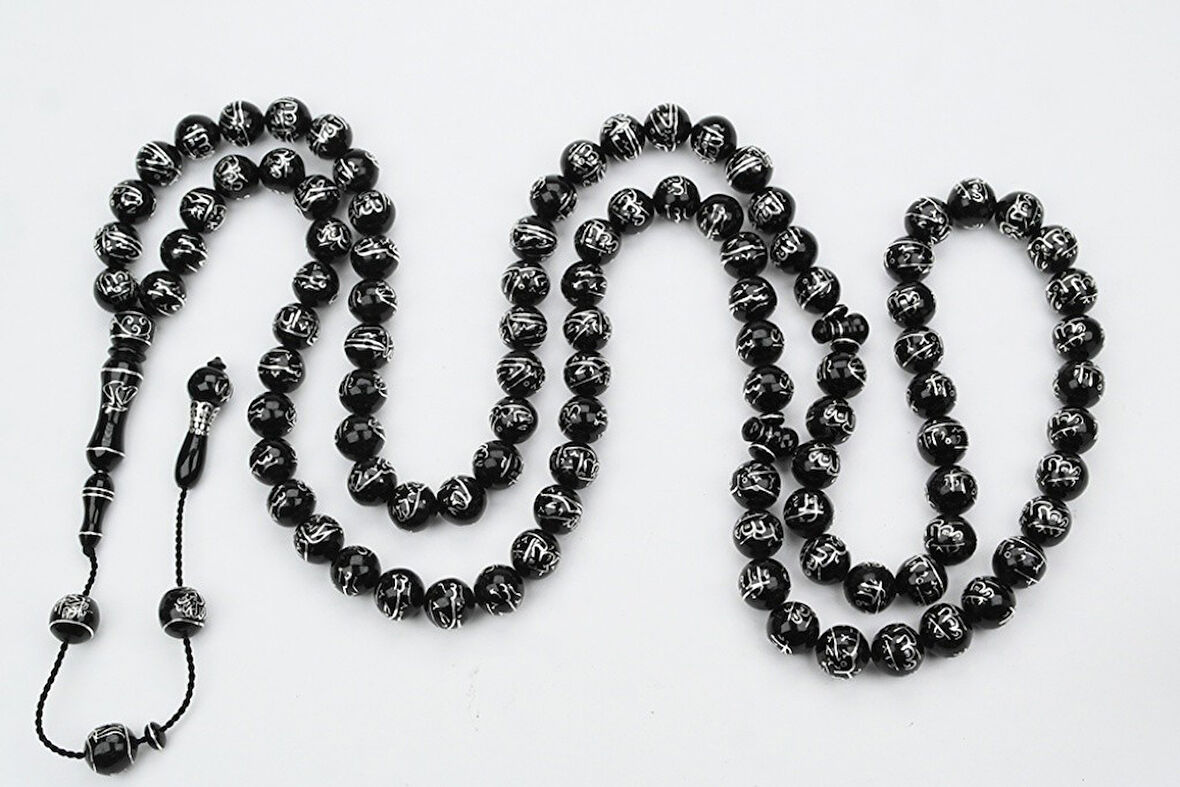 Oltu Taşı ESMAÜL HÜSNA  Arapça El İşçiliği  Namaz Tespihi