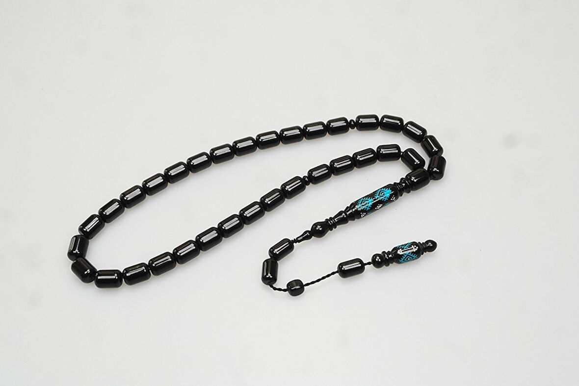 Oltu Taşı Nakkaş Kilim Desen İmameli Sade Tespih