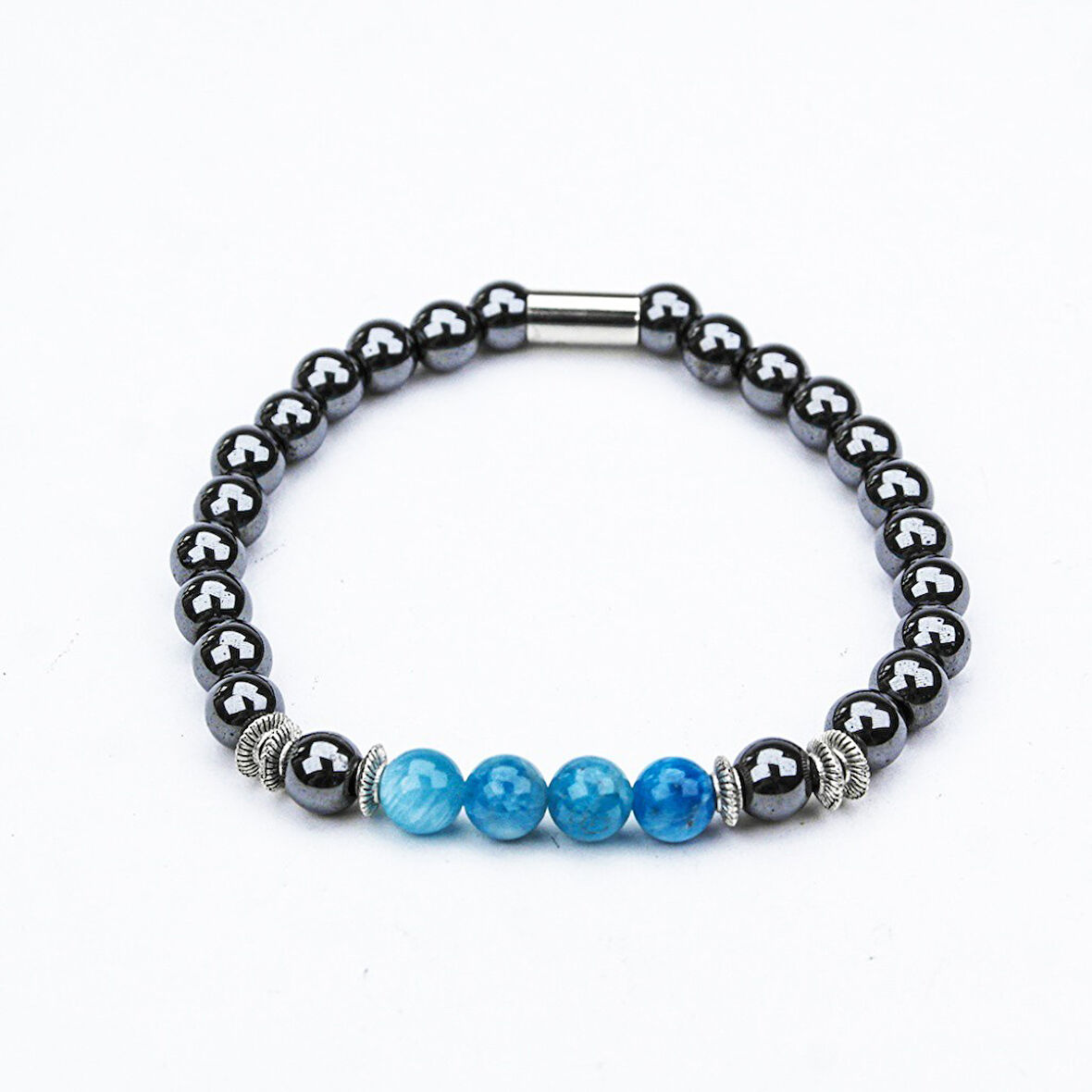 HEMATİT VE AKİK TAŞI MİSİNA LASTİKLİ BİLEKLİK