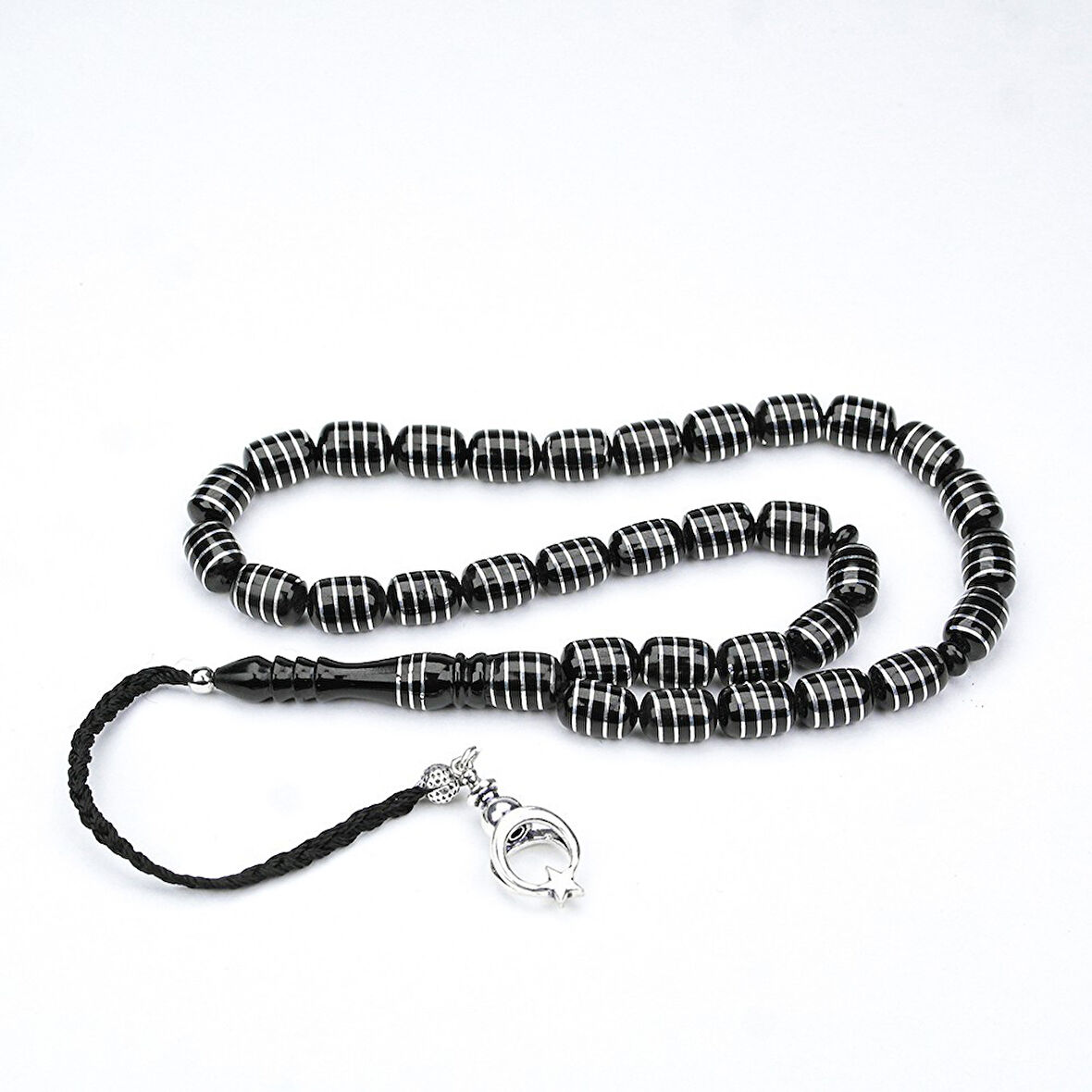 Oltu Taşı ve Kapsül Kesim Burgu Sarma İşlemeli Tespih