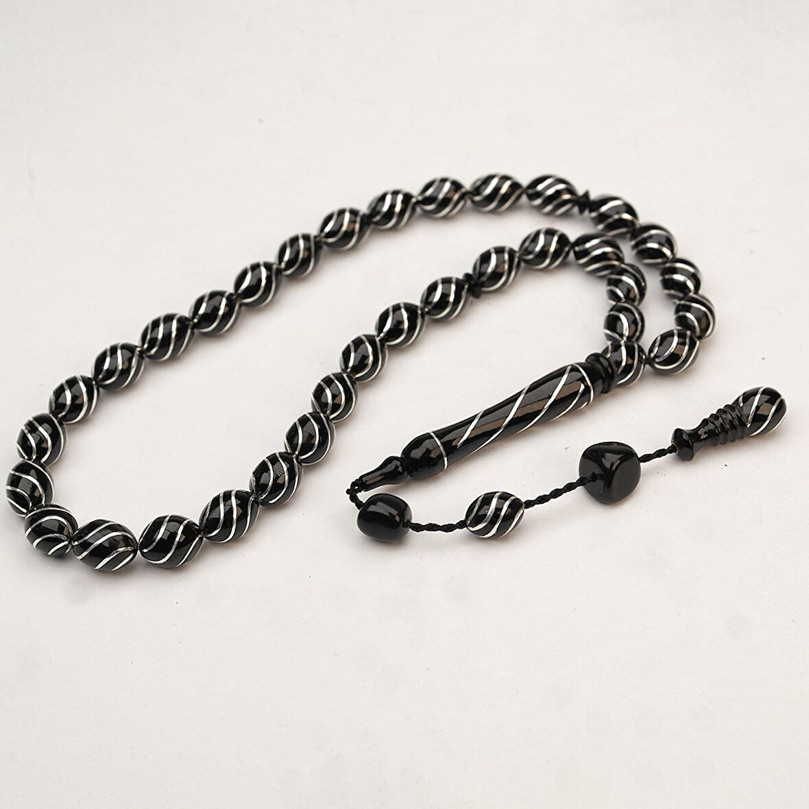 Oltu Taşı Çeşm-i Bülbül İşlemeli Tespih