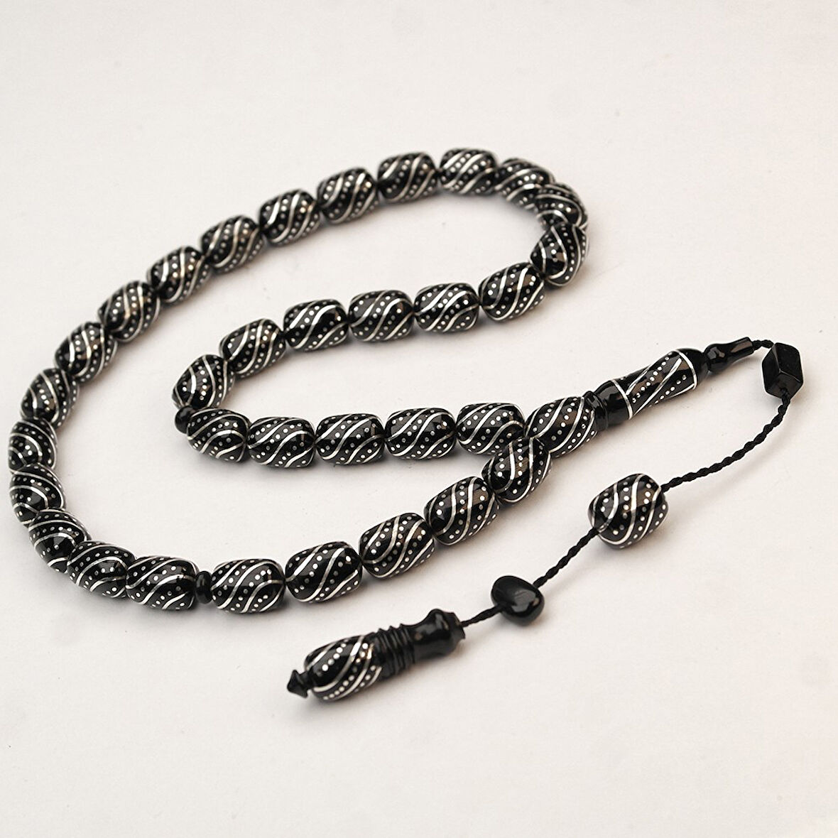 Oltu Taşı  Çeşmi  Arası Çeşmi İşlemeli Tespih