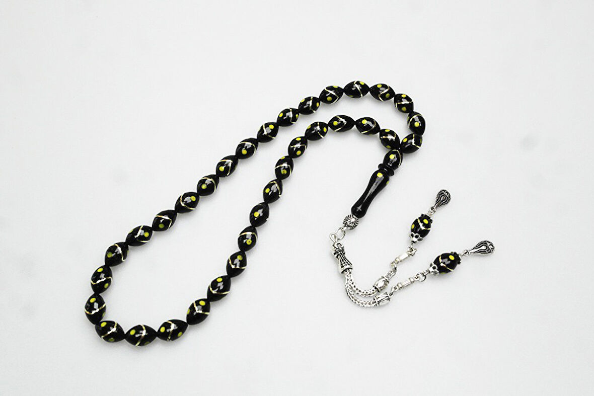 Tek Zikzak Pirinç Sarı İşleme Tespih