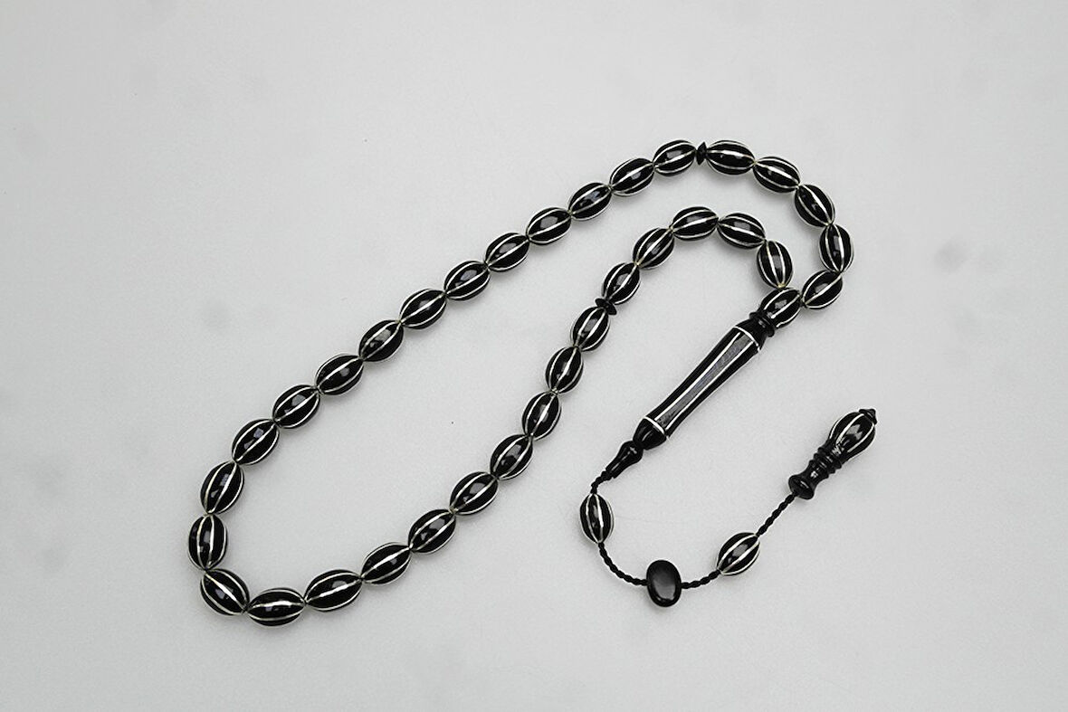 Oltu Taşı Sekizli İpten İpe Karpuz Dilimi Tespih