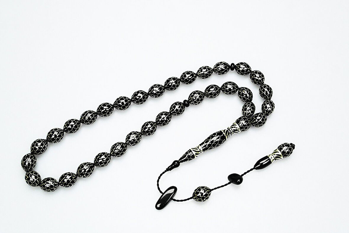 Oltu Taşı Petek İşlemeli Tespih