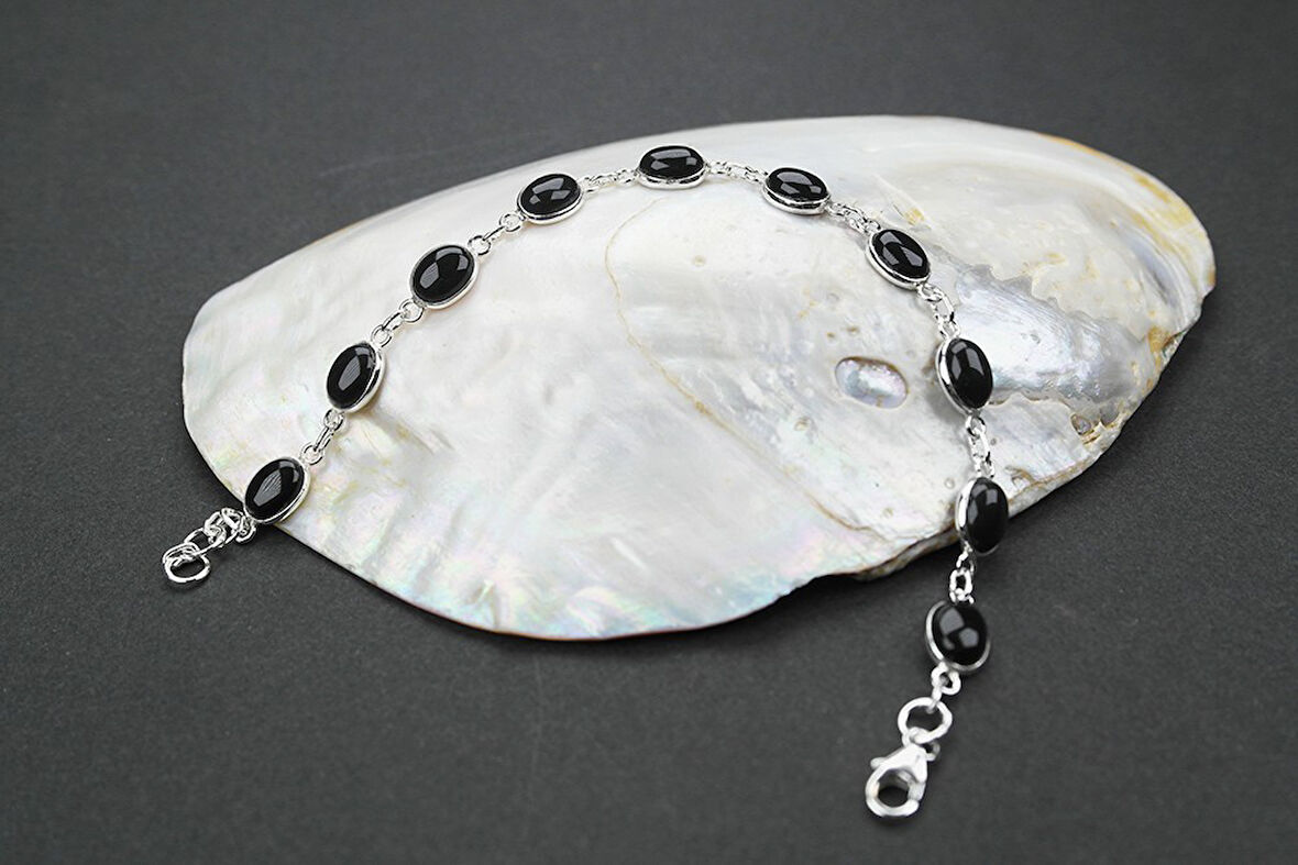 925 Ayar Gümüş Oniks Taşlı Bileklik