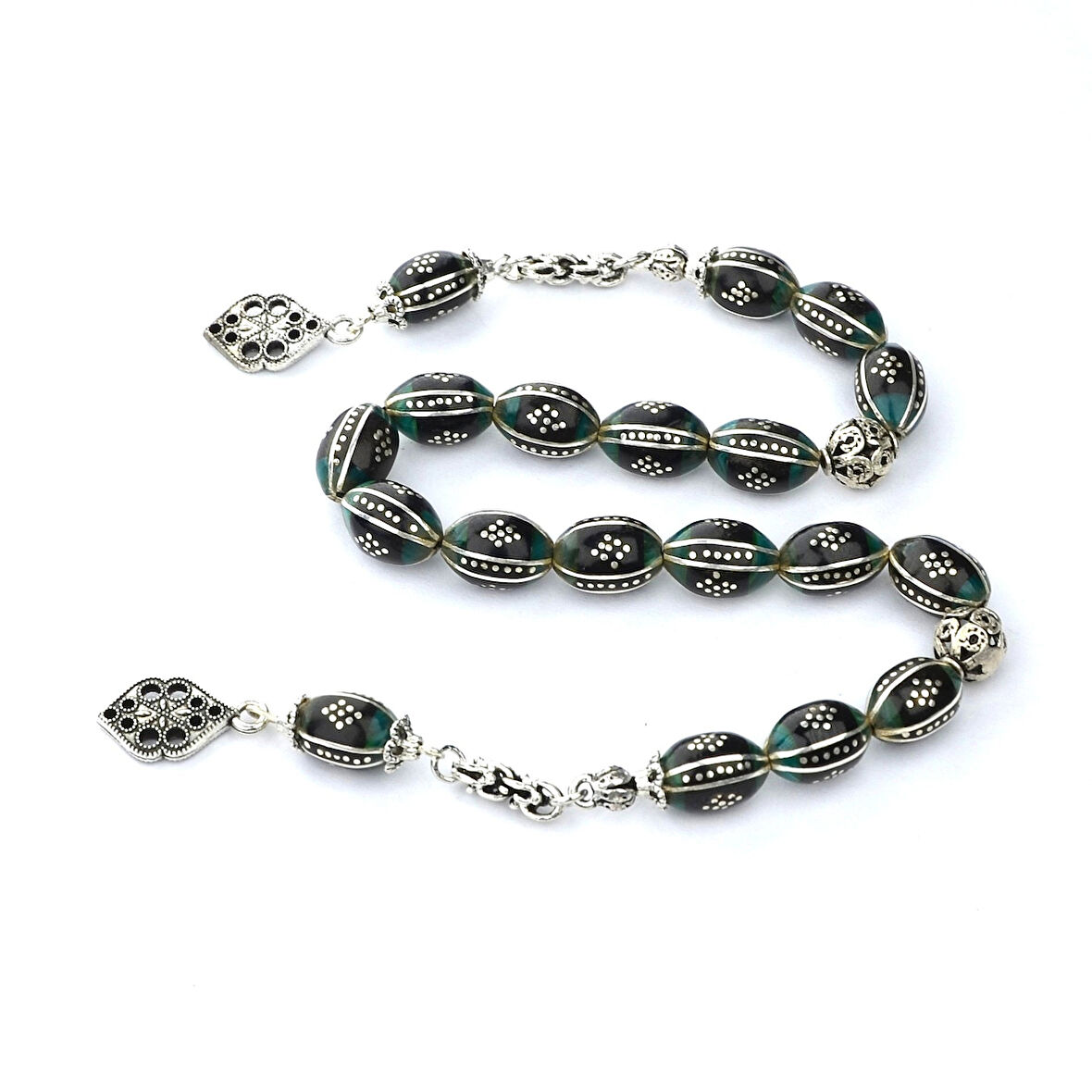 Beyzi Kesim Galalith ve Oltu Taşı Karpuz Baklava İşleme Zaza Tespih