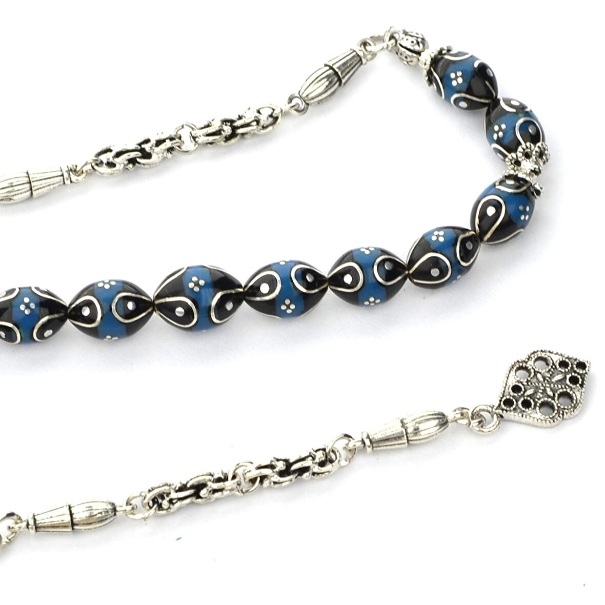 Arpa Kesim Gümüş Karpuz Dilim İşleme Galalith ve Oltu Taşı Zaza Tespih