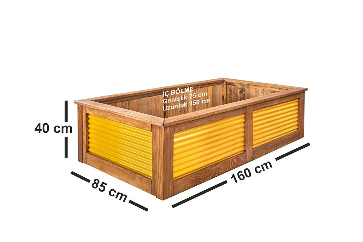 Panel Sistem Yüksek Sebze Yatağı/Sebze Tarhı/ÇAM+GALVANİZ 85x160x40 (75x150x40)