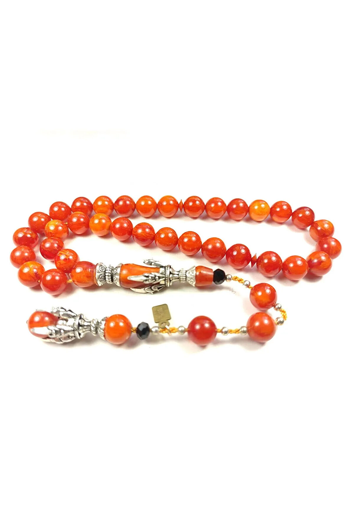 Zeyn Usta İmzalı İmame Hitame Pençe Motifli Bronz Nakkaş Sıkma Kehribar Sertifikalı 5158