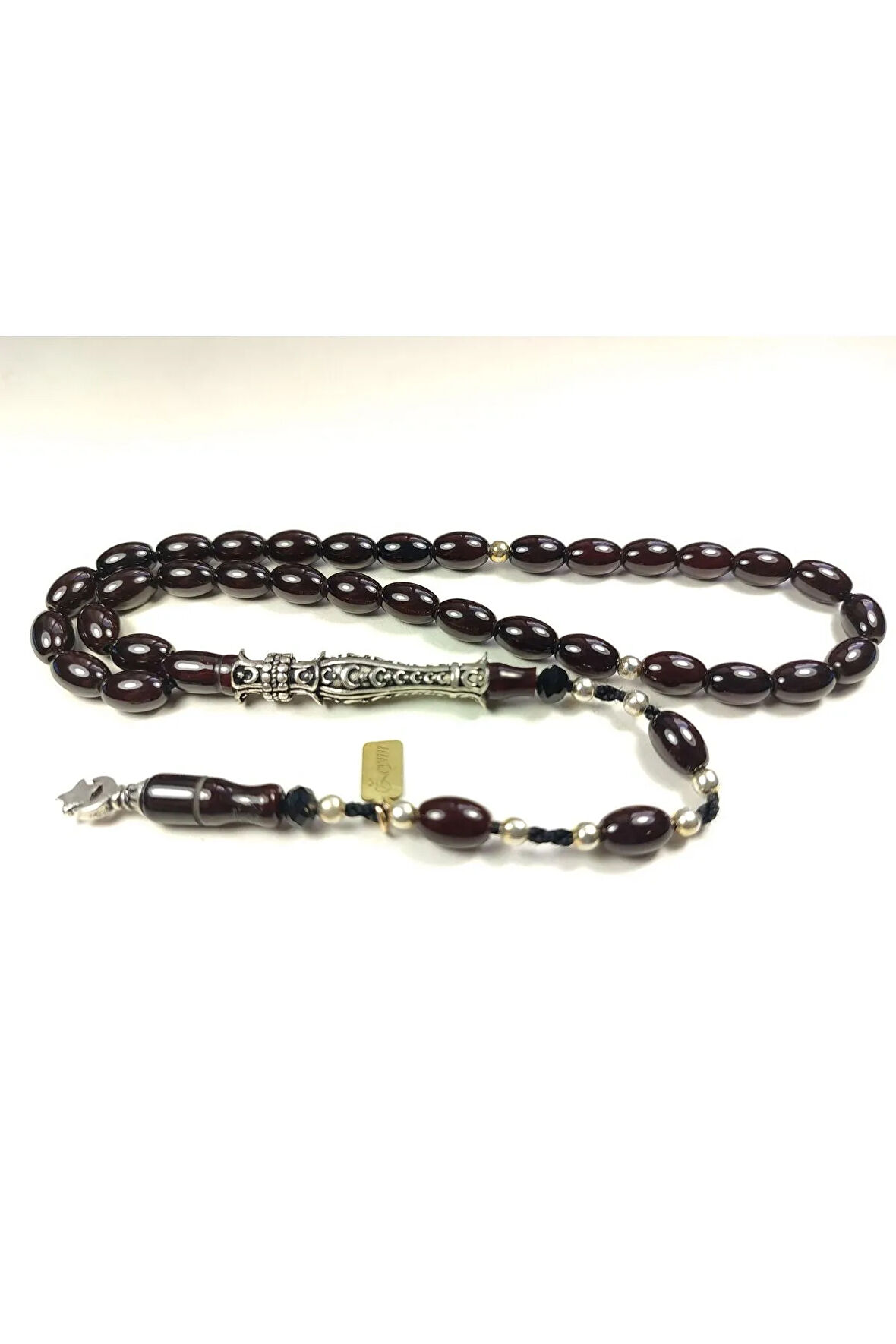 Zeyn Usta İmzalı 925 Ayar Gümüş Nakkaş Hitame Ayyıldız Motifli Sıkma Kehribar Sertifikalı 5155