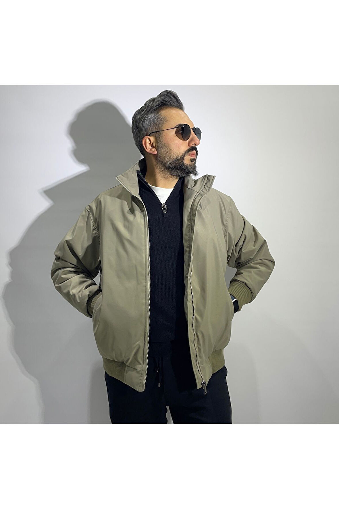 Oversize Fermuarlı Erkek Bomber Mont