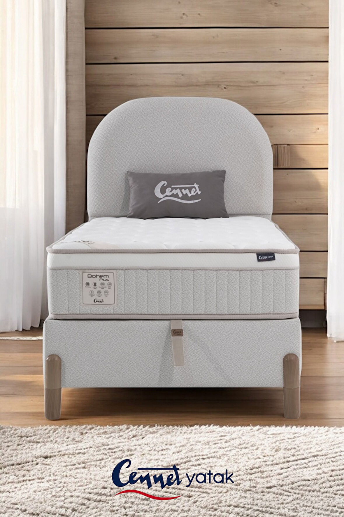 Bohem Plus Tek Kişilik Uyku Seti – Pocket Yaylı Yatak, Sandıklı Baza, Başlık3 lü Set