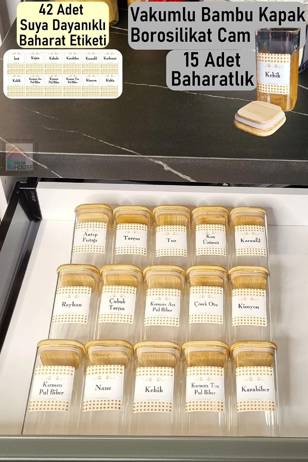 Baharatlik Borosilikat (CAM) Bambu Vakum Kapakli 300 Cc 15 Adet Kavanoz (STANTLAR HARİÇTİR)