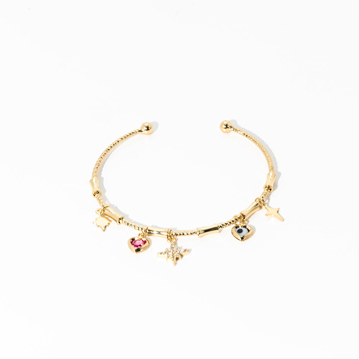 Biem İnce Charmlı Gold Renk Çelik Bileklik