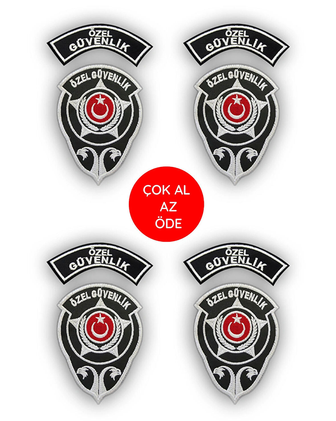 Özel Güvenlik Arması, Özel Güvenlik Yönetmeliğe Uygun, Nakış Desenli, 4'lü