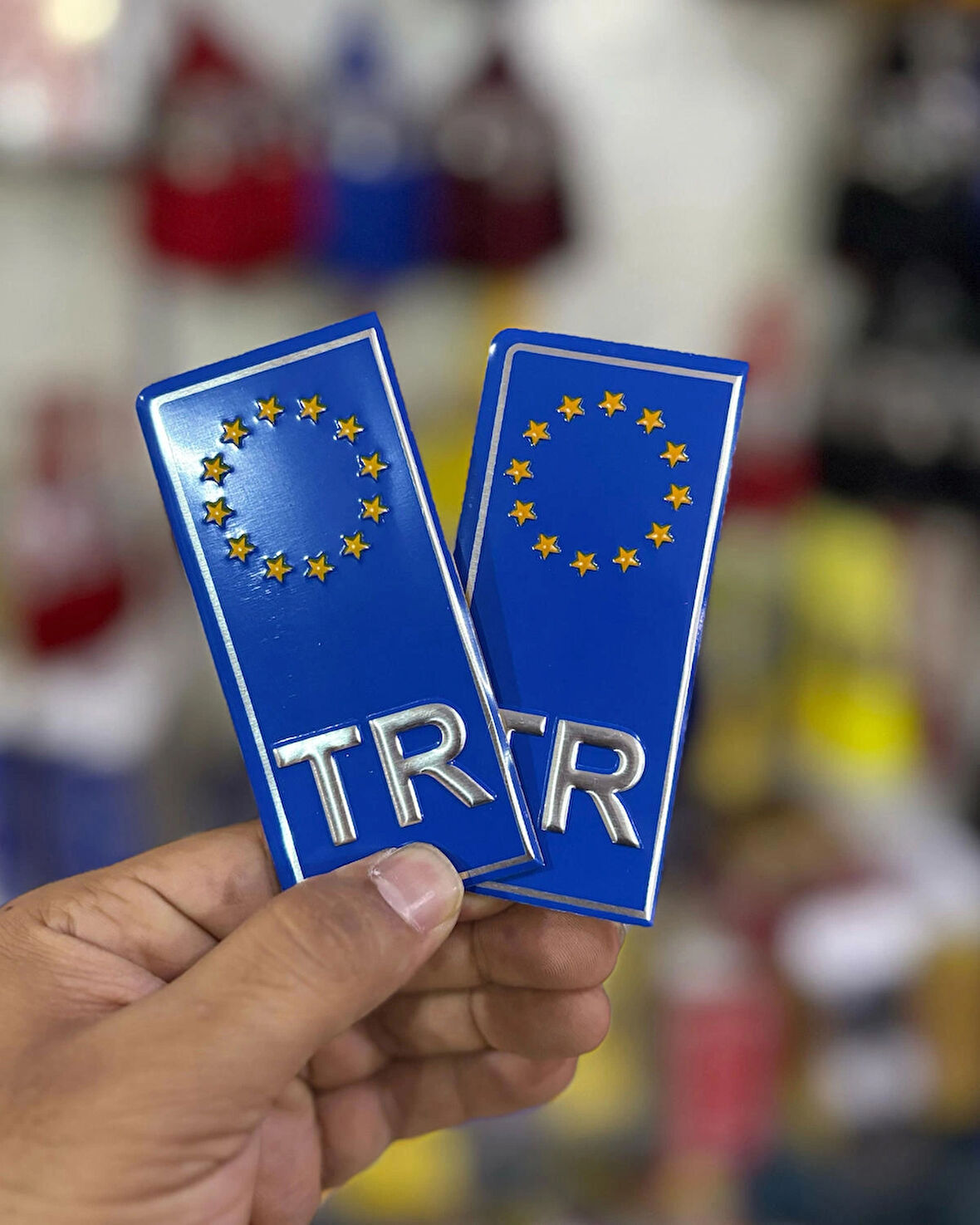 Tr Plaka Sticker 2'li - Türkiye Plaka Sticker - Tr Logolu, Mavi Renk