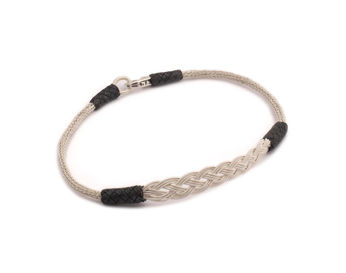 Gümüş Kazaziye Siyah Beyaz Bileklik