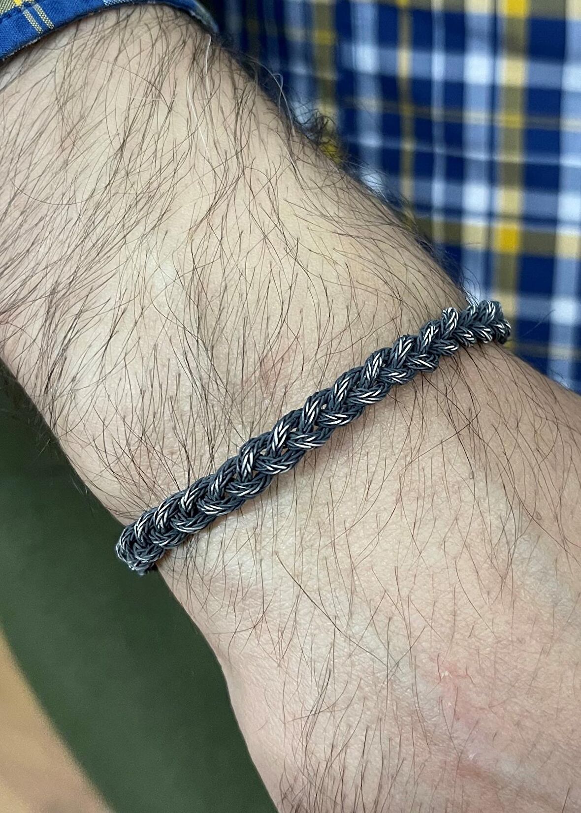 Gümüş Kazaziye Oksitli Örgü Bileklik