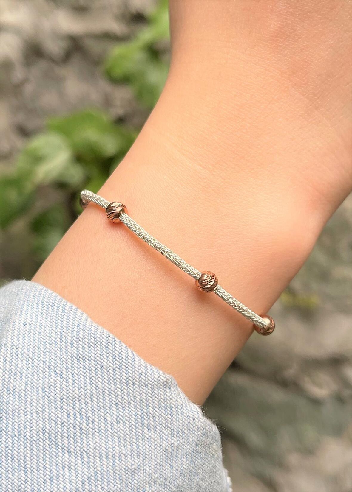 Gümüş Kazaziye Rose Dorika Boncuklu Bileklik