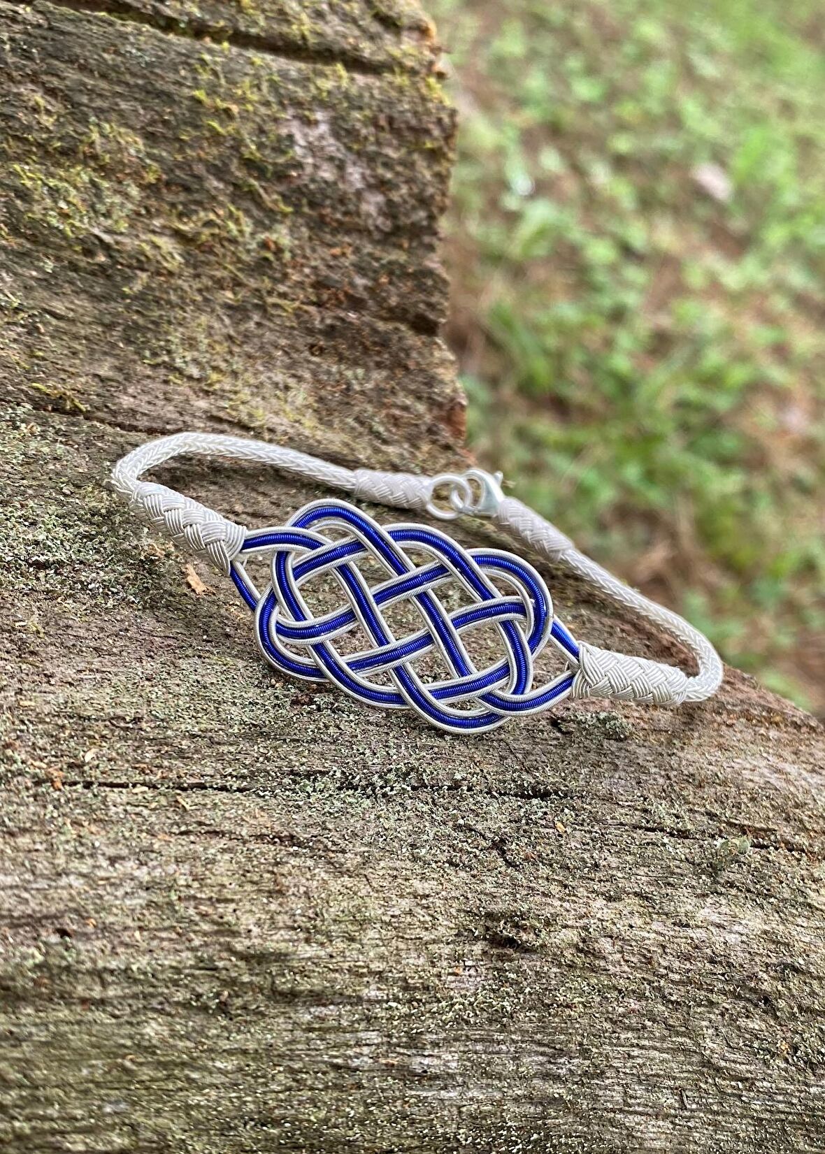 Mavi  Kelt Düğümü Gümüş Kazaziye Bileklik