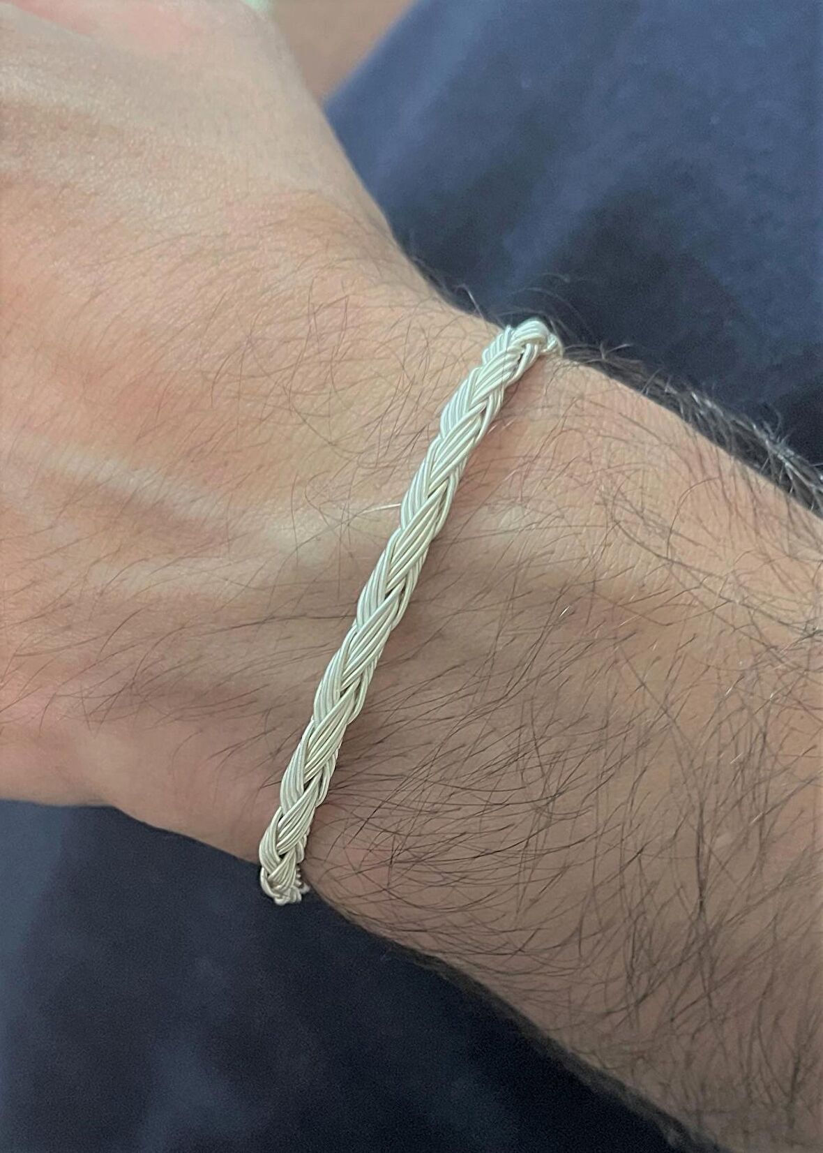 Gümüş Kazaziye El Örgüsü  Bileklik BIL2010