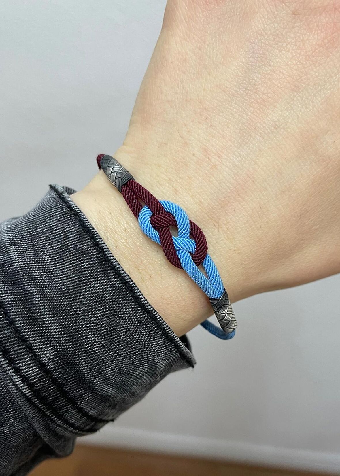 Bordo Mavi Sonsuzluk Gümüş Kazaziye Trabzon Spor Taraftar Bilekliği