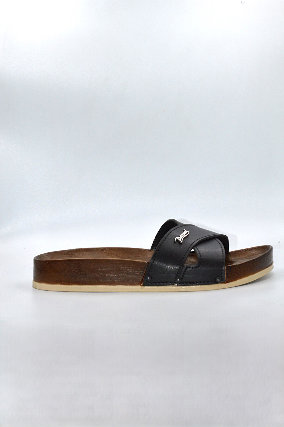 Kadın Siyah Çapraz Anatomik Günlük Terlik