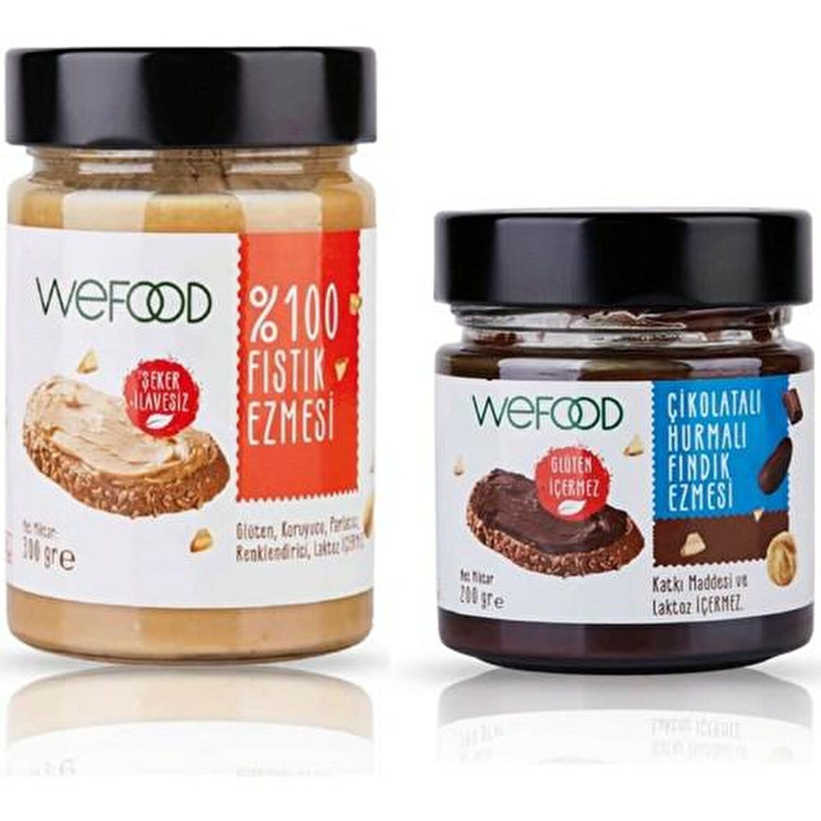 Wefood %100 Fıstık Ezmesi, Çikolatalı Hurmalı Fındık Ezmesi 2'li Set