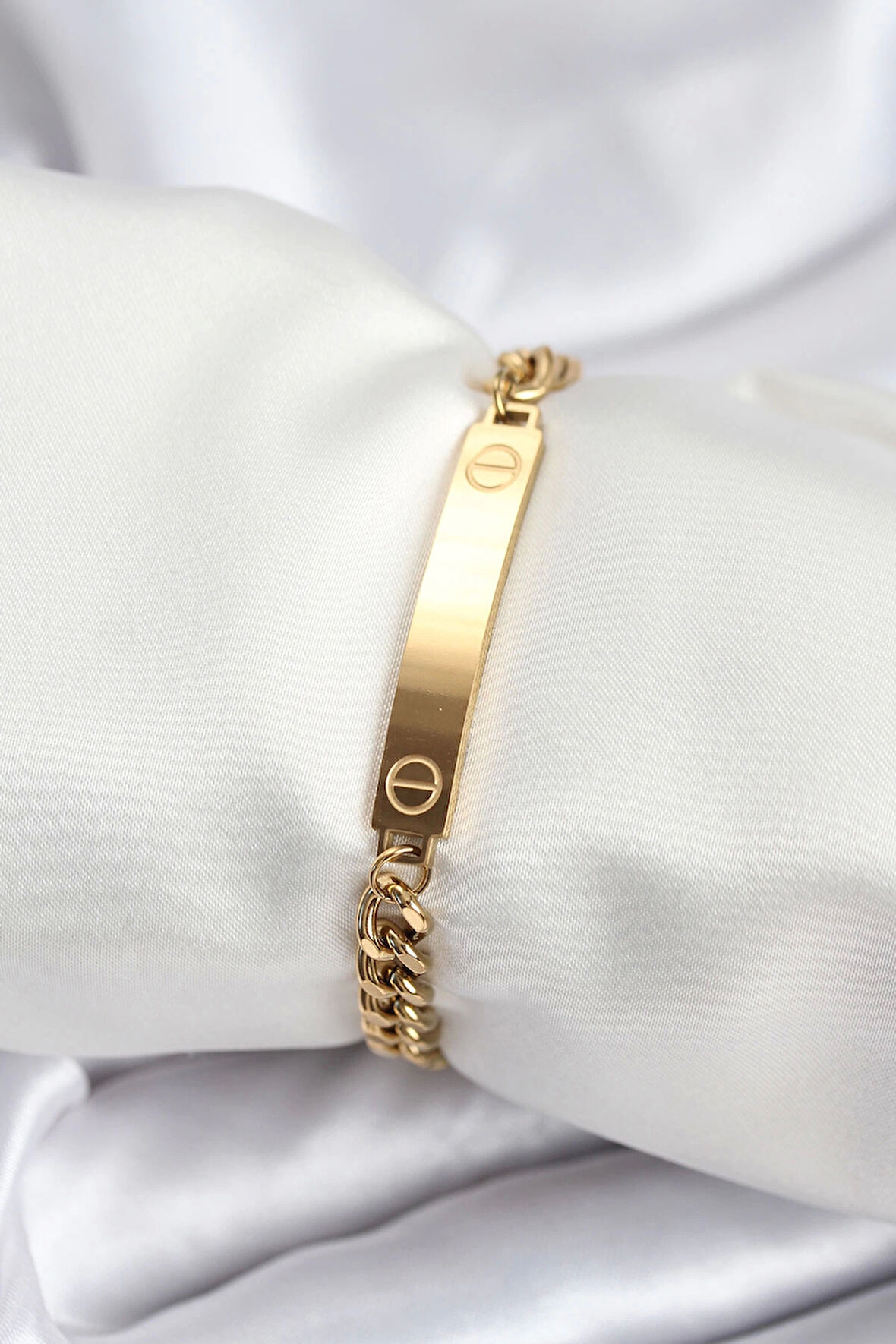 316L Çelik Gold Renk Yazı Yazmaya Uygun Kadın Bileklik